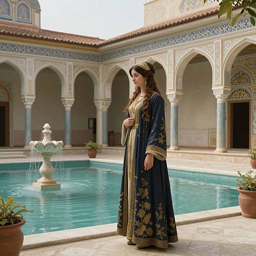 Serene Harem Courtyard Digital Artwork