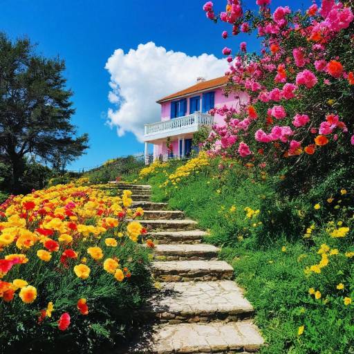 Vibrant Garden Scenery with Flowers