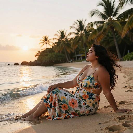 Curvy Hispanic Women at Tropical Beach