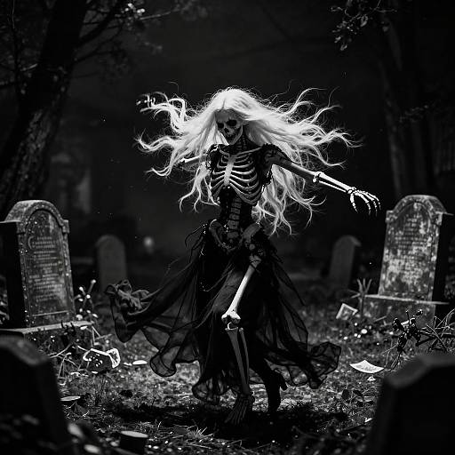 Cinematic Monochrome Skeleton Horror