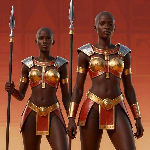 Two Red-Gold African Warrior Sisters