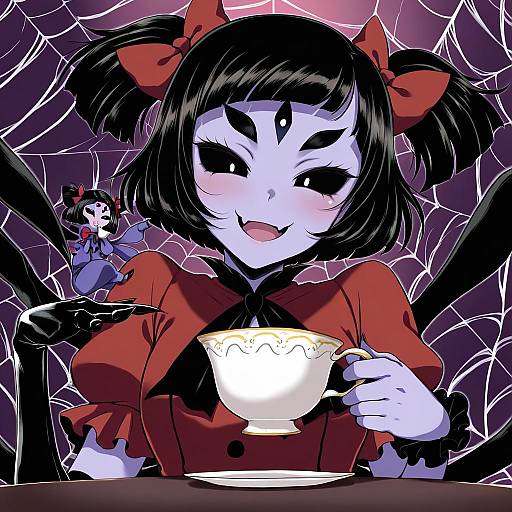 Illustration of Muffet, undertale in the style of Komusou (jinrikisha)