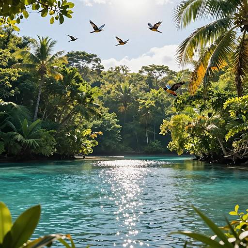 Tropical Oasis Lagoon Scene