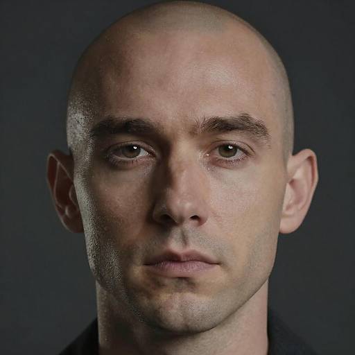 Cinematic Closeup Portrait of Bald Man