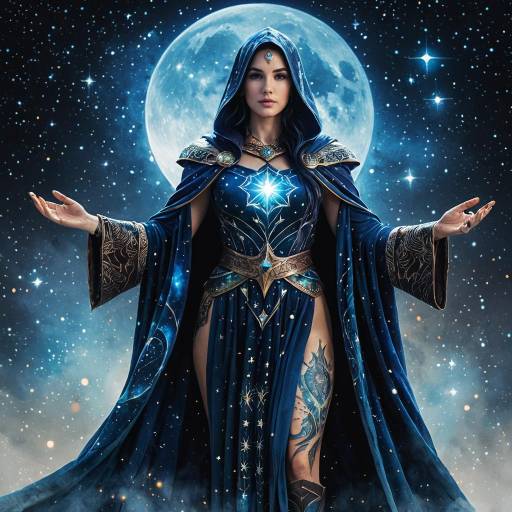 Celestial Sorceress with Star-Studded Cloak