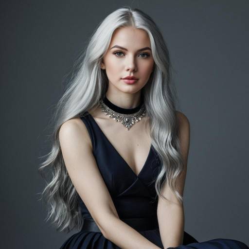 Elegant Young Woman with Silver Hair