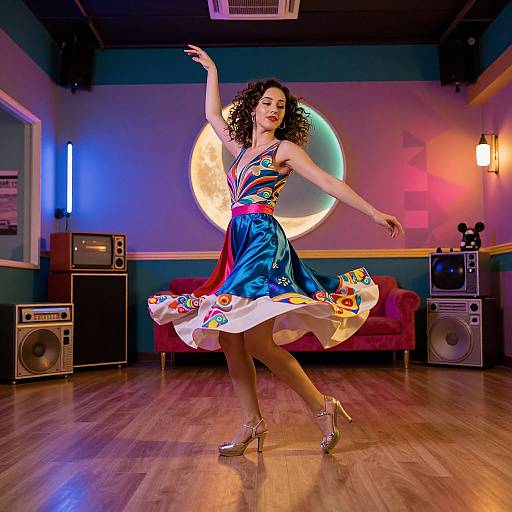 Retro 80s Moonwalking Dance Scene