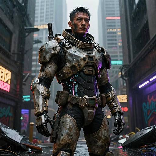 Post-Apocalyptic Cyberpunk Survivor Scene