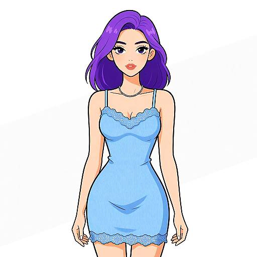 Casual Chic Woman in Baby Blue Slip Dress