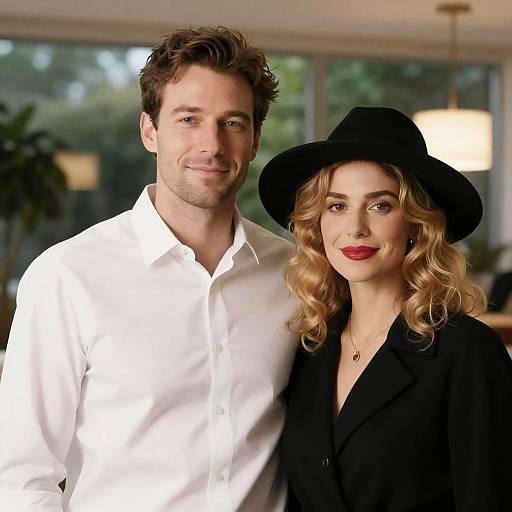 Indoor Portrait of Couple with Greenery