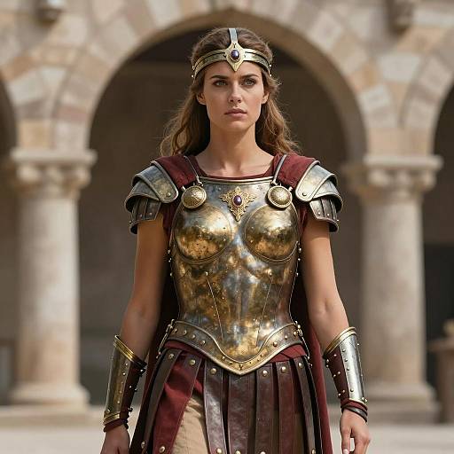 Female Gladiator in Ancient Roman Armor