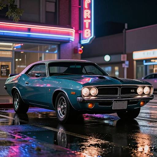 Retro 1975 Dodge Challenger Night Scene