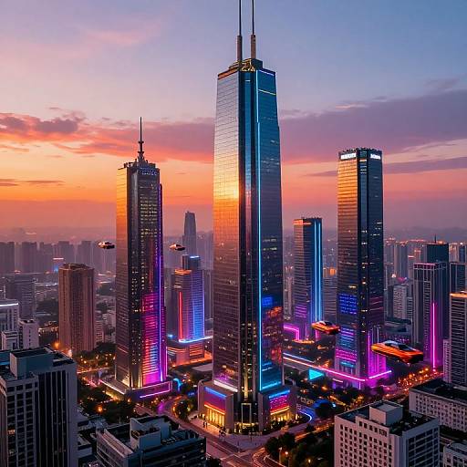 Futuristic Cyberpunk City Skyline