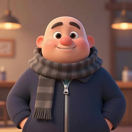 Charming Animated Character in Cozy Setting