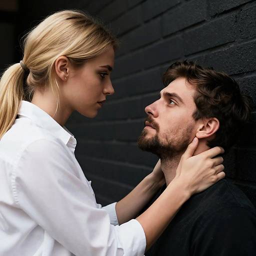 Intense Close-Up of Couple in Dim Light