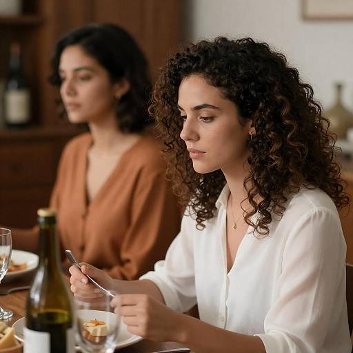 Candid Dining Moment of Two Women