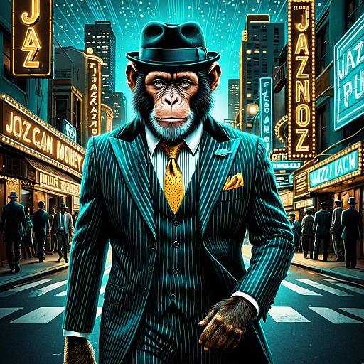 Jazz Monkey in Pinstripe Suit