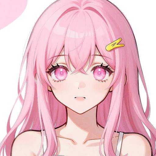 Anime Girl with Glowing Pink Eyes