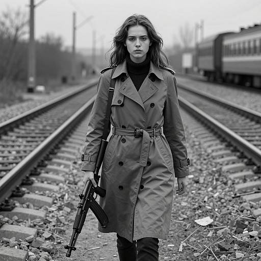 Somber Woman in Gritty Portrait