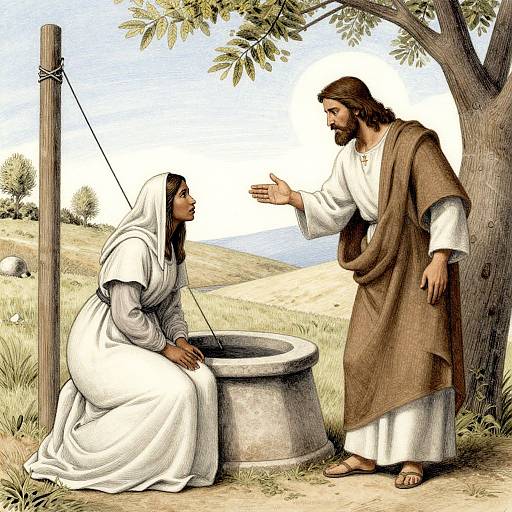 Jesus Speaking to Samaritan Woman Scene