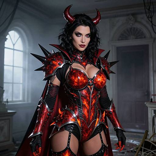 Fiery Demon Woman in Haunted House