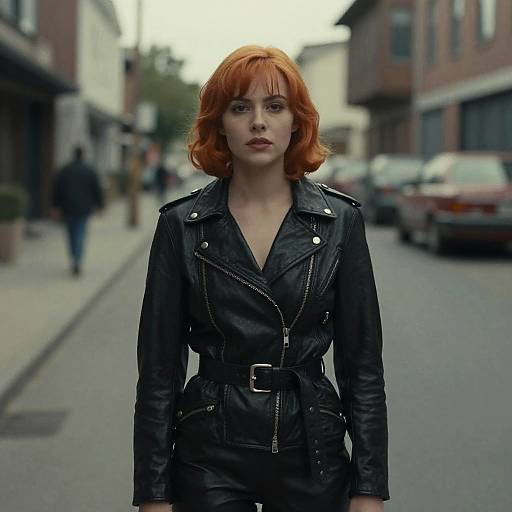 Woman with Orange Hair in Black Leather
