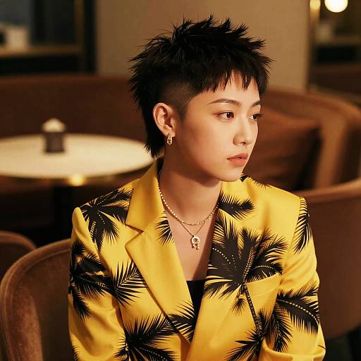 Fashion influencer with faux hawk hairstyle