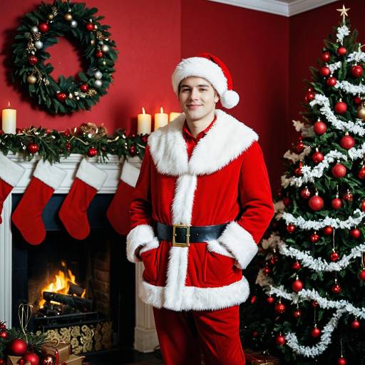 Festive Santa Claus in Cozy Setting