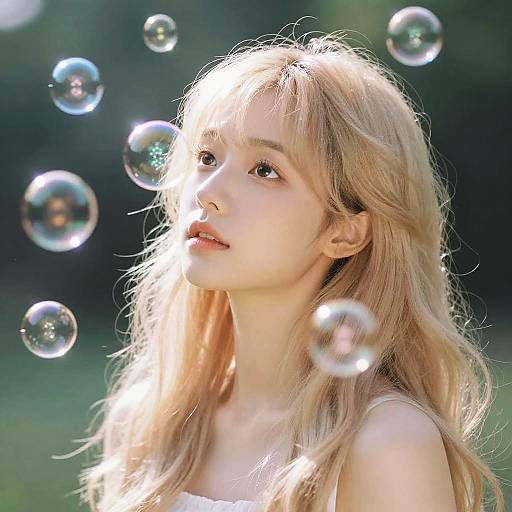 Fantasy Portrait with Luminous Bubbles