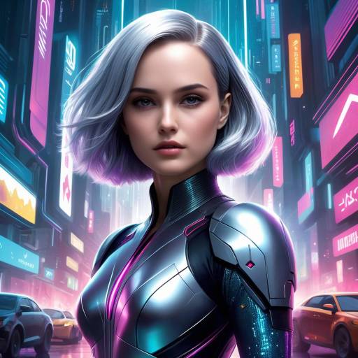 Futuristic Fashion: Silver-Haired Cyberpunk Queen Futuristic Fashion: Silver-Haired Cyberpunk Queen