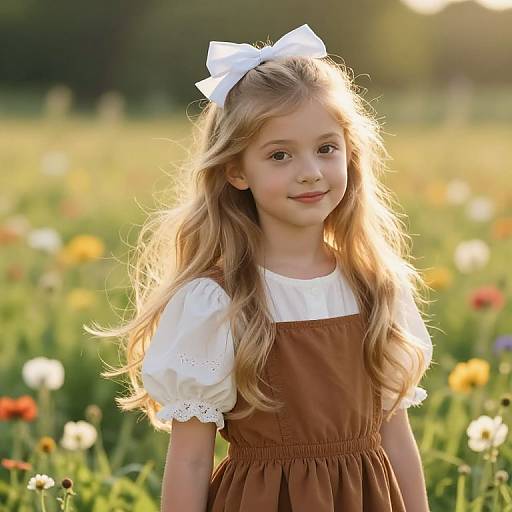 Serene Blonde Girl in Sunny Meadow