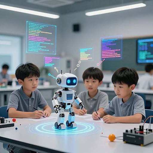Kids Building AI Robot in STEM Lab