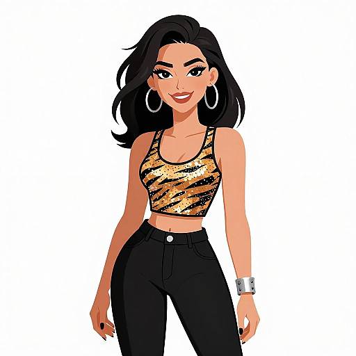 Glam Rock Woman with Tiger Print