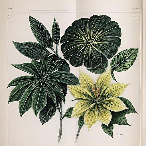 Tropical Botanical Sketch in Classic Style
