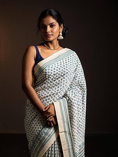 Photorealistic Portrait of Woman in Malmal Saree