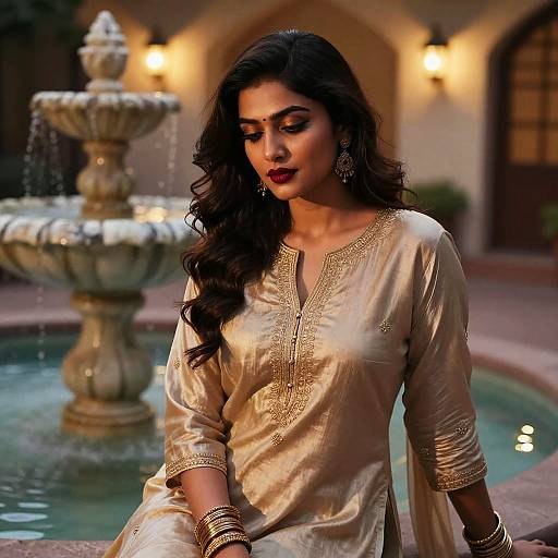 Sultry Portrait in Tranquil Courtyard