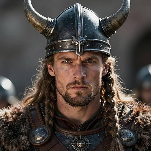 Close-up Portrait of Male Viking Warrior