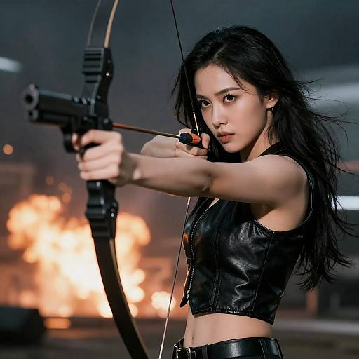 Dynamic Action Shot of a Fearless Woman