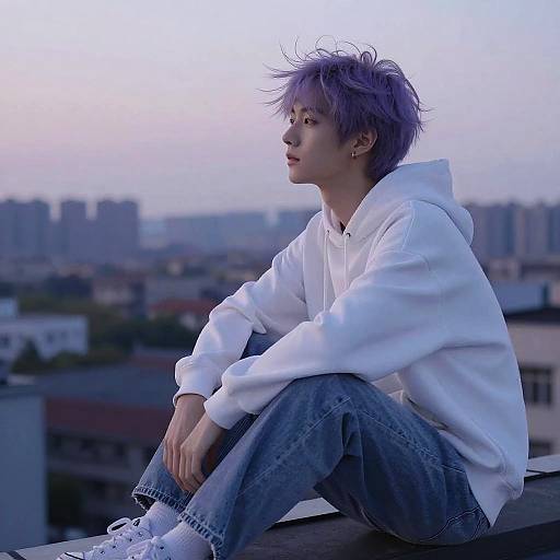 Twilight Rooftop Serenity Boy