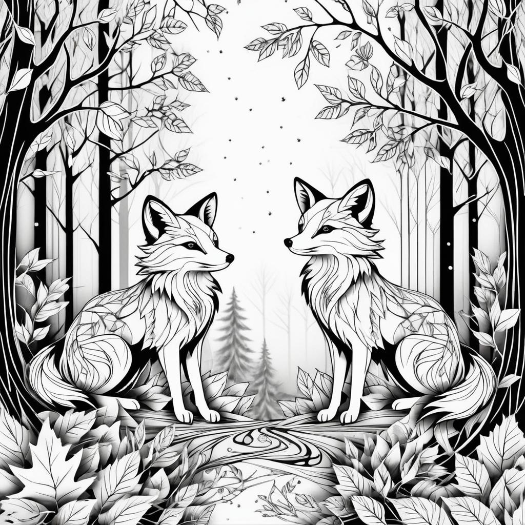 Curious Foxes in a Forest Tattoo Chart