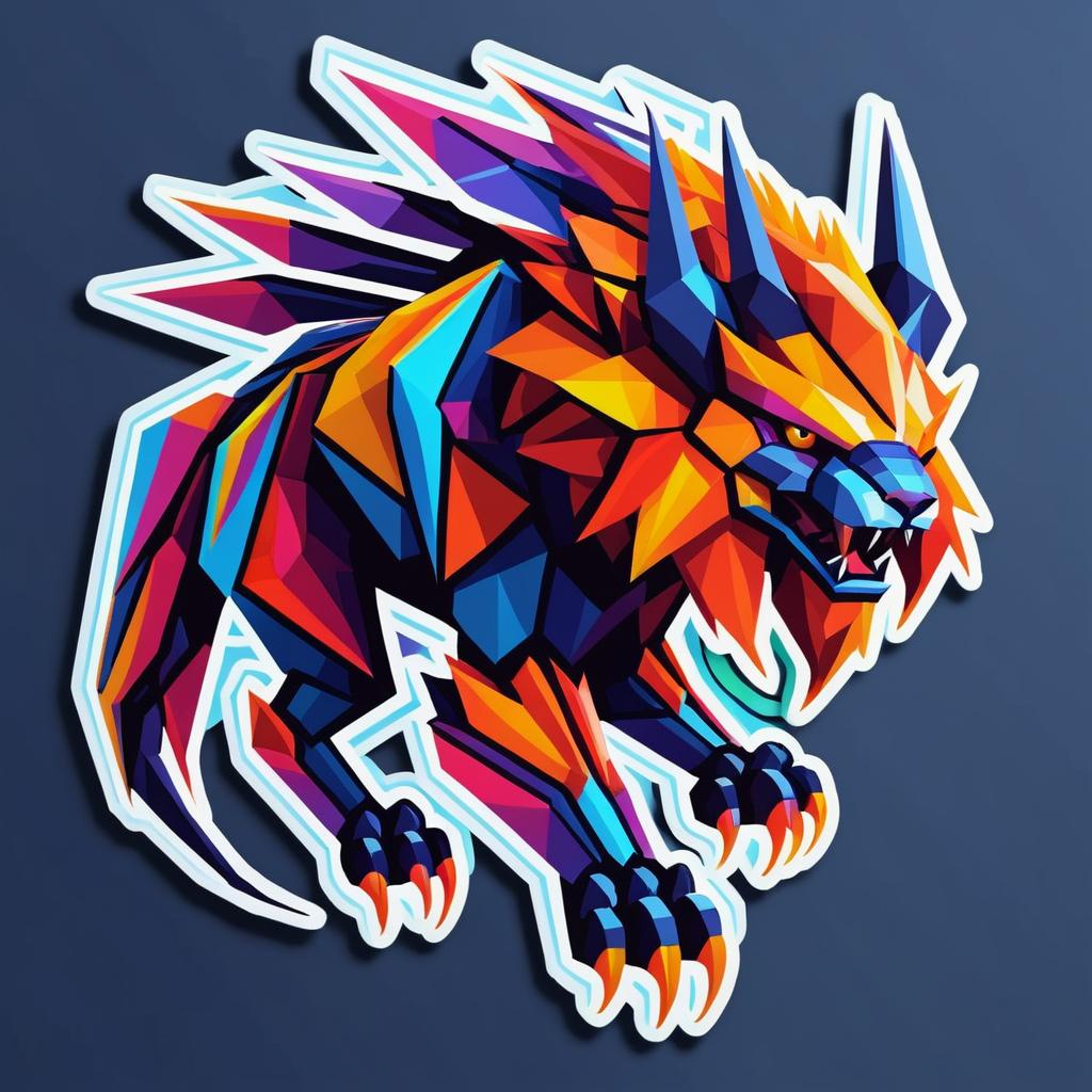 Geometric Art Sticker of Mechashot Manticore