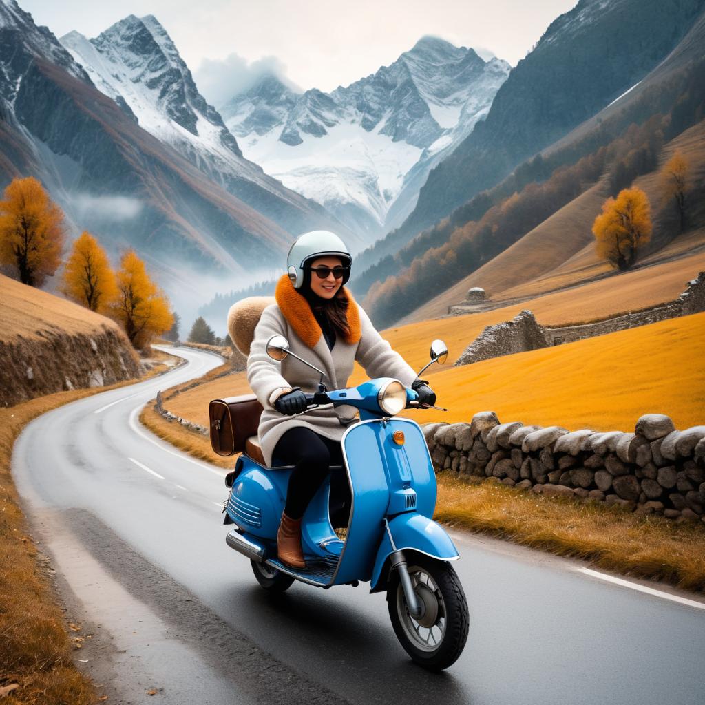 Winter Rider on Classic Moped Adventure