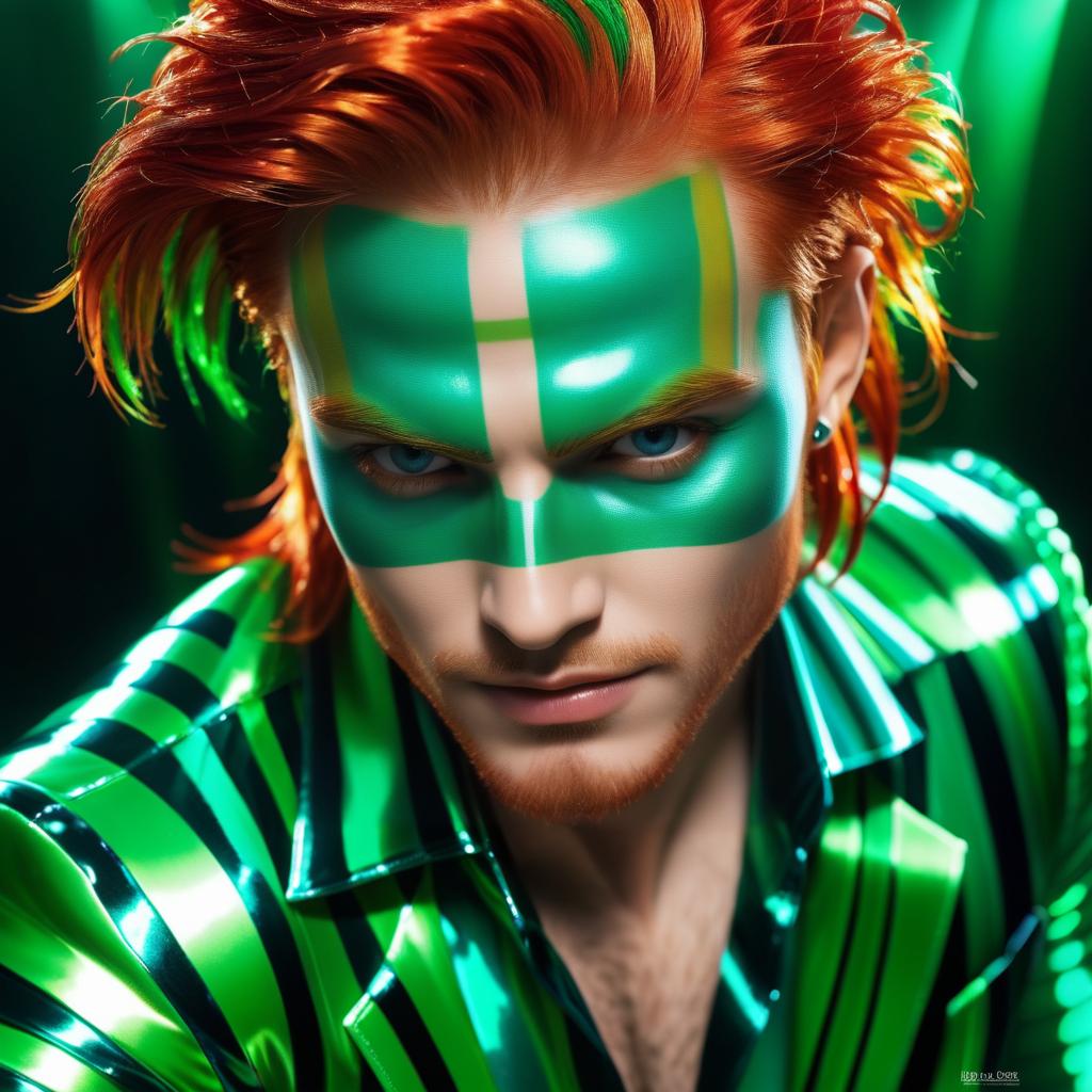 Glamorous Emerald Striped Man Portrait