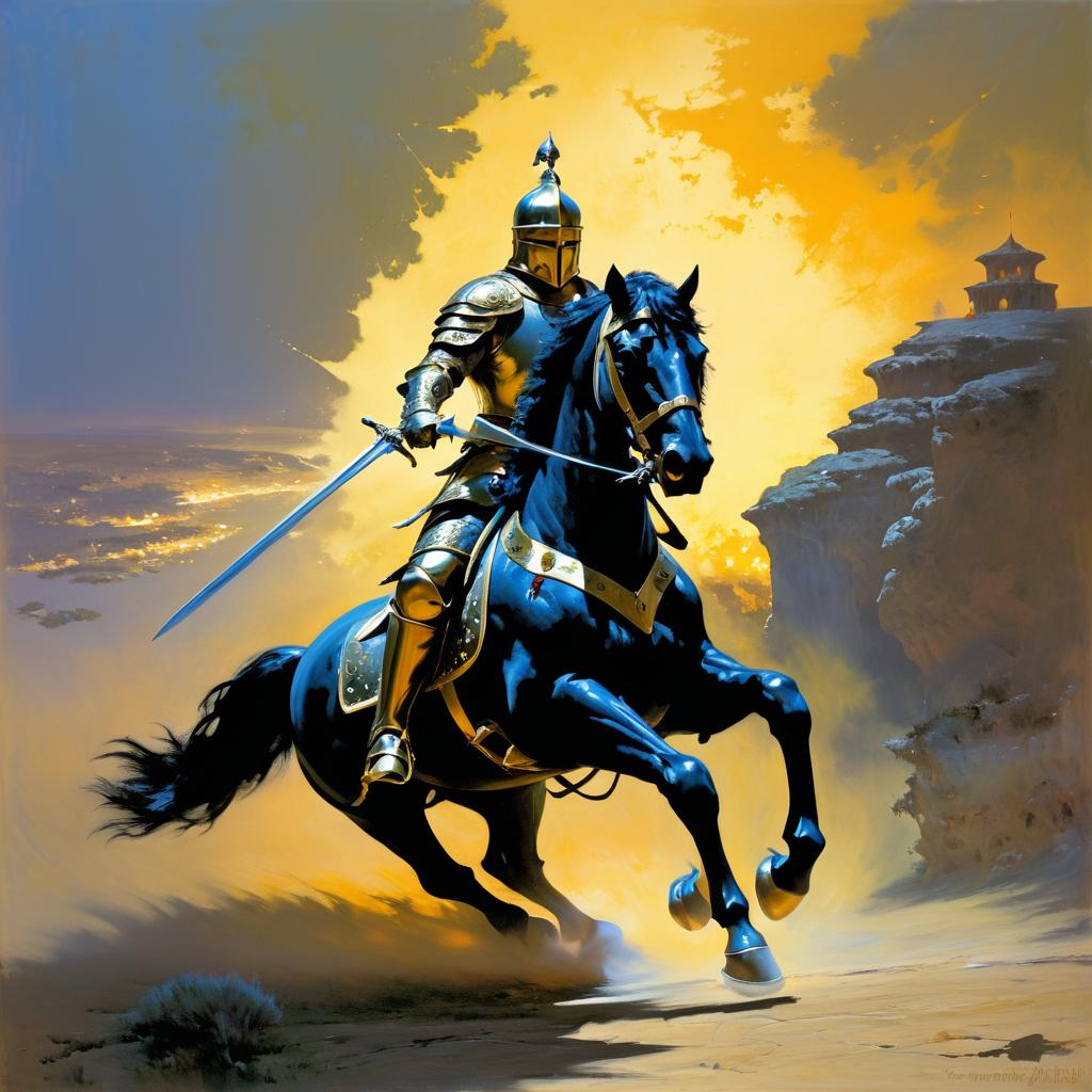 Dramatic Knight Oil Painting in Romantic Style