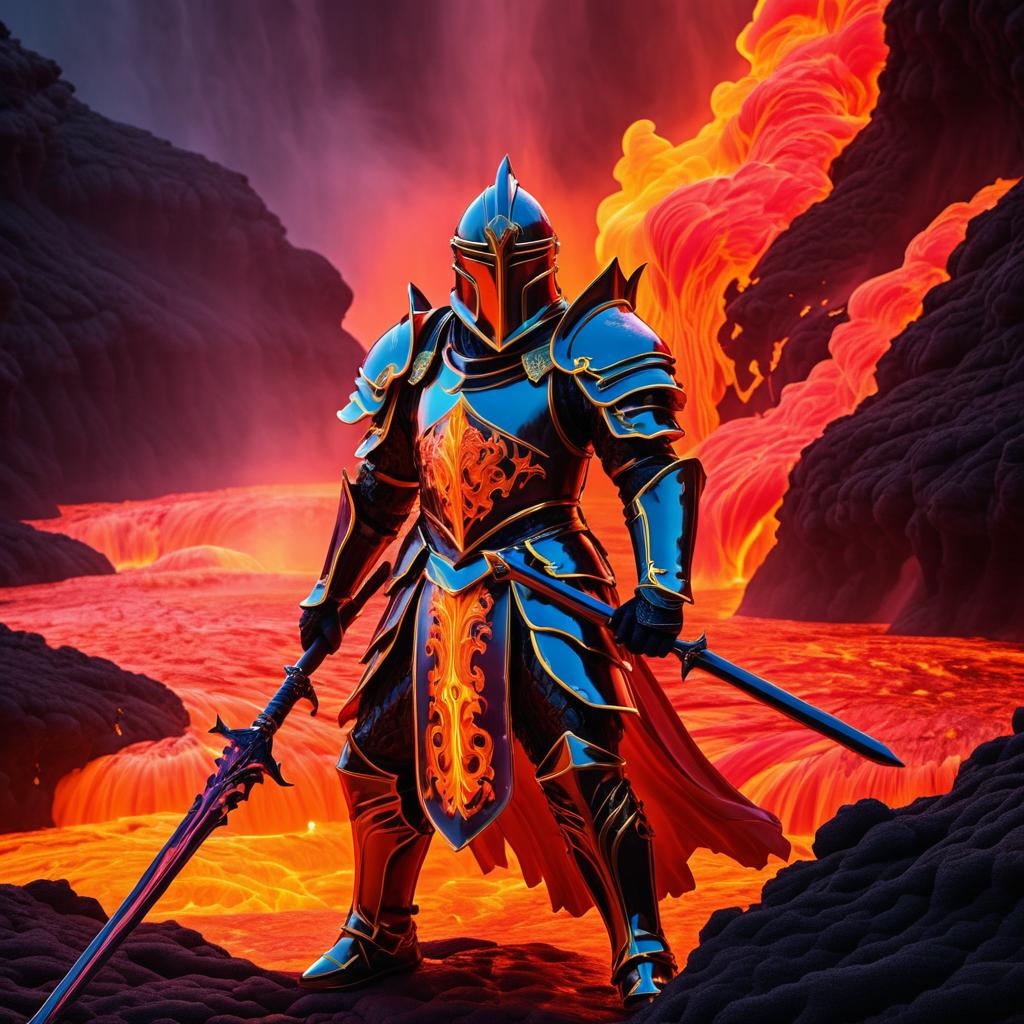 Mythical Knight in Flowing Lava