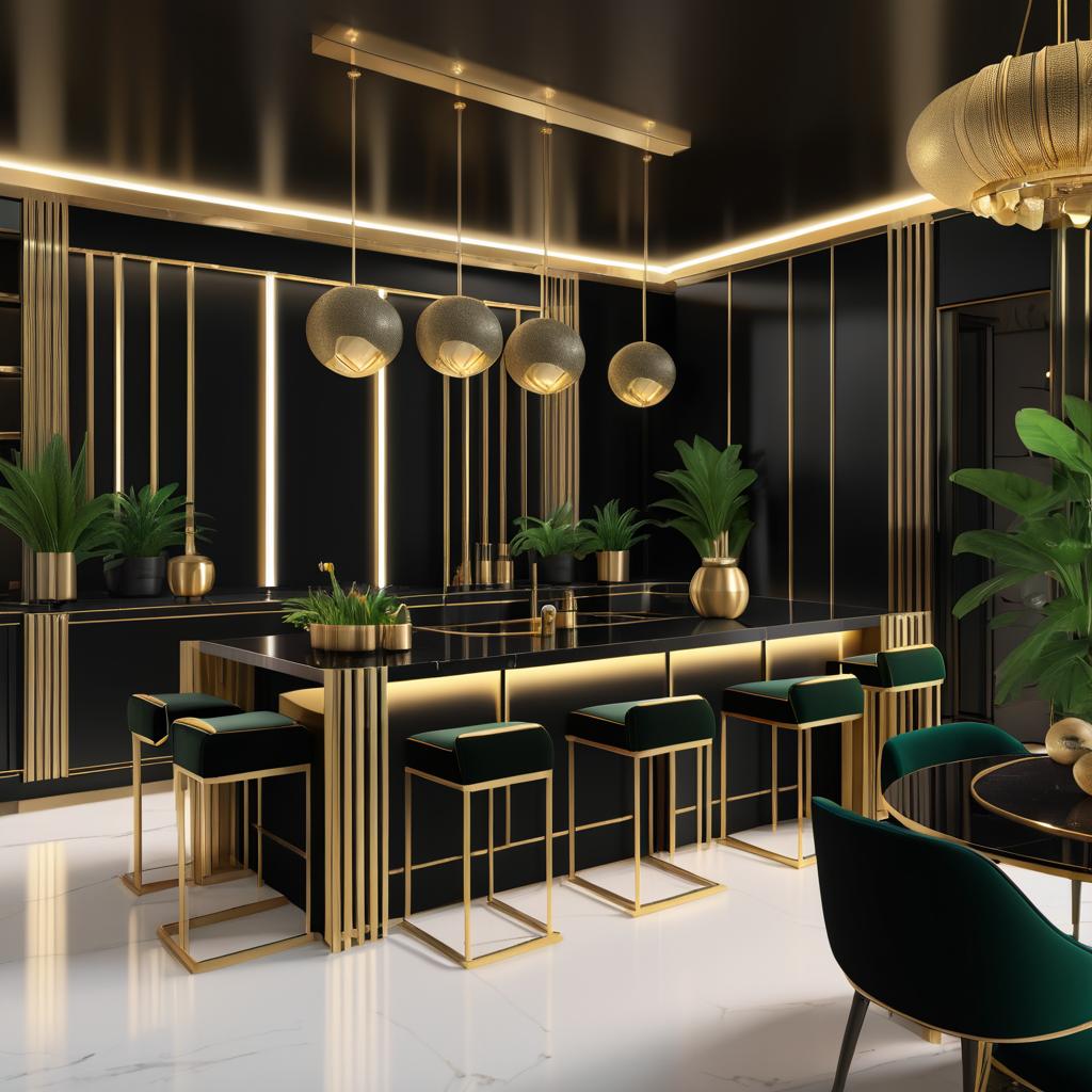 Luxurious Art Deco Living-Dining Space