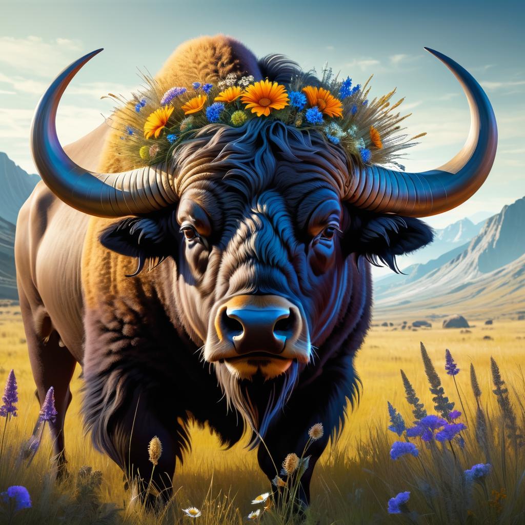 Vibrant Digital Bison Character Illustration