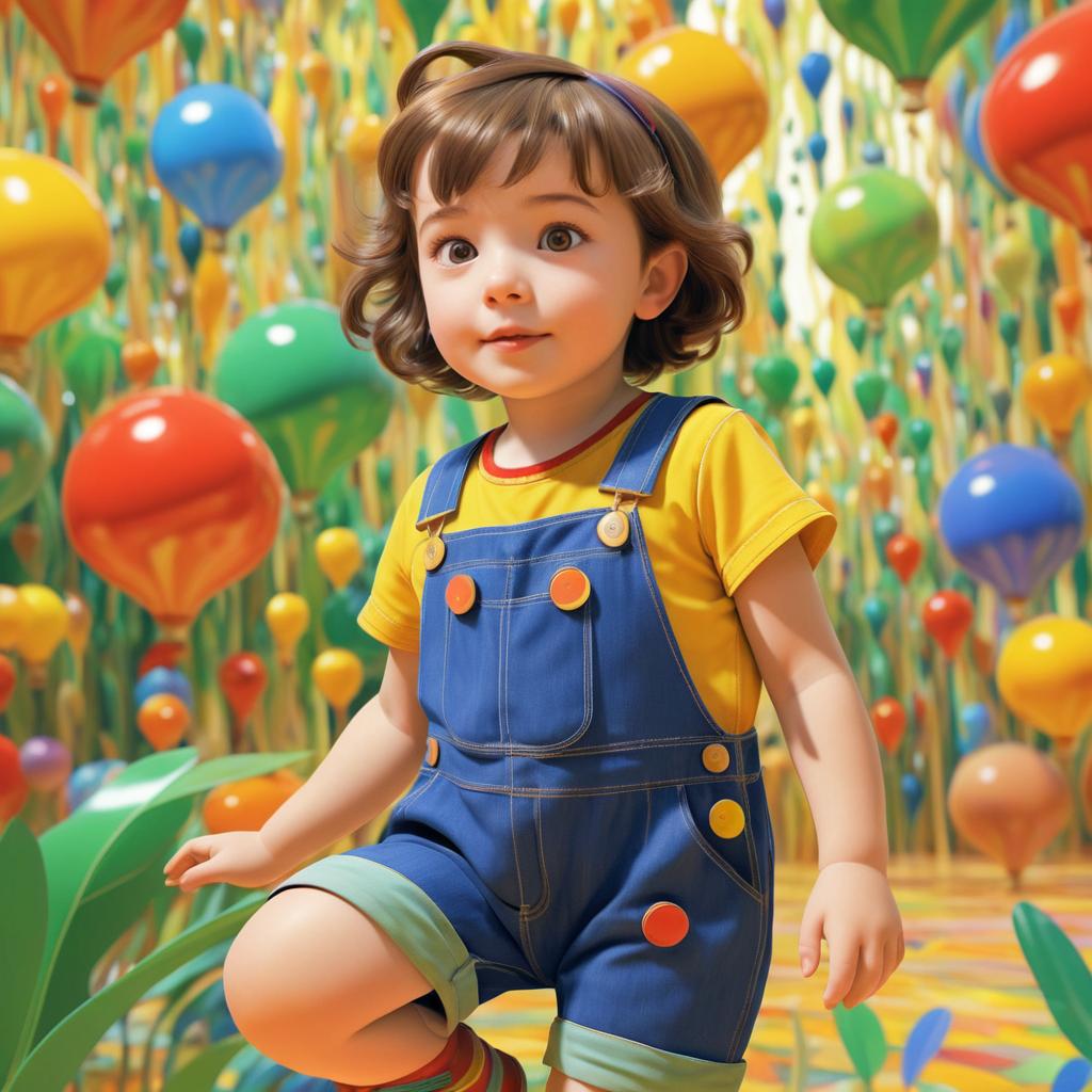 Playful Child in Colorful Overalls Art