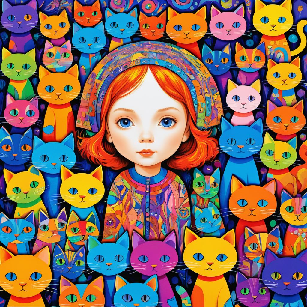 Psychedelic Cats and a Curious Child