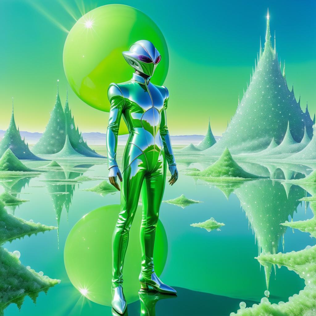 Surreal Alien Portrait in Vibrant Landscape